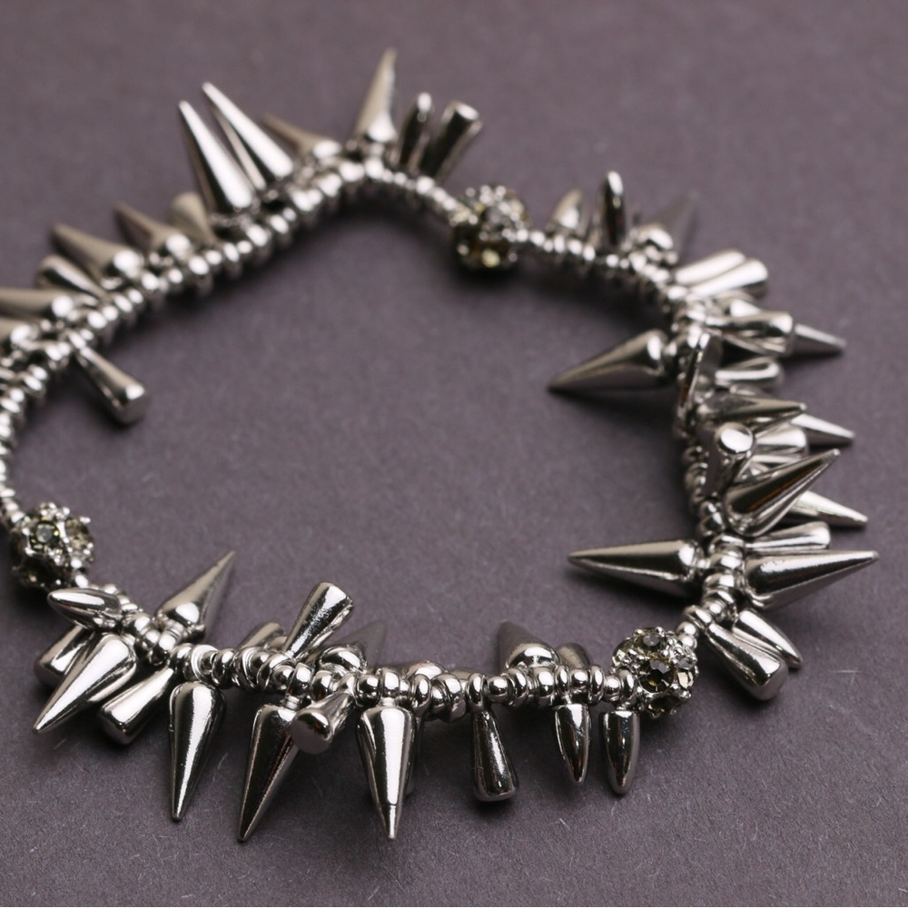 Stella and Dot Silver Spike & Paved Beaded Renegade cluster Bracelet